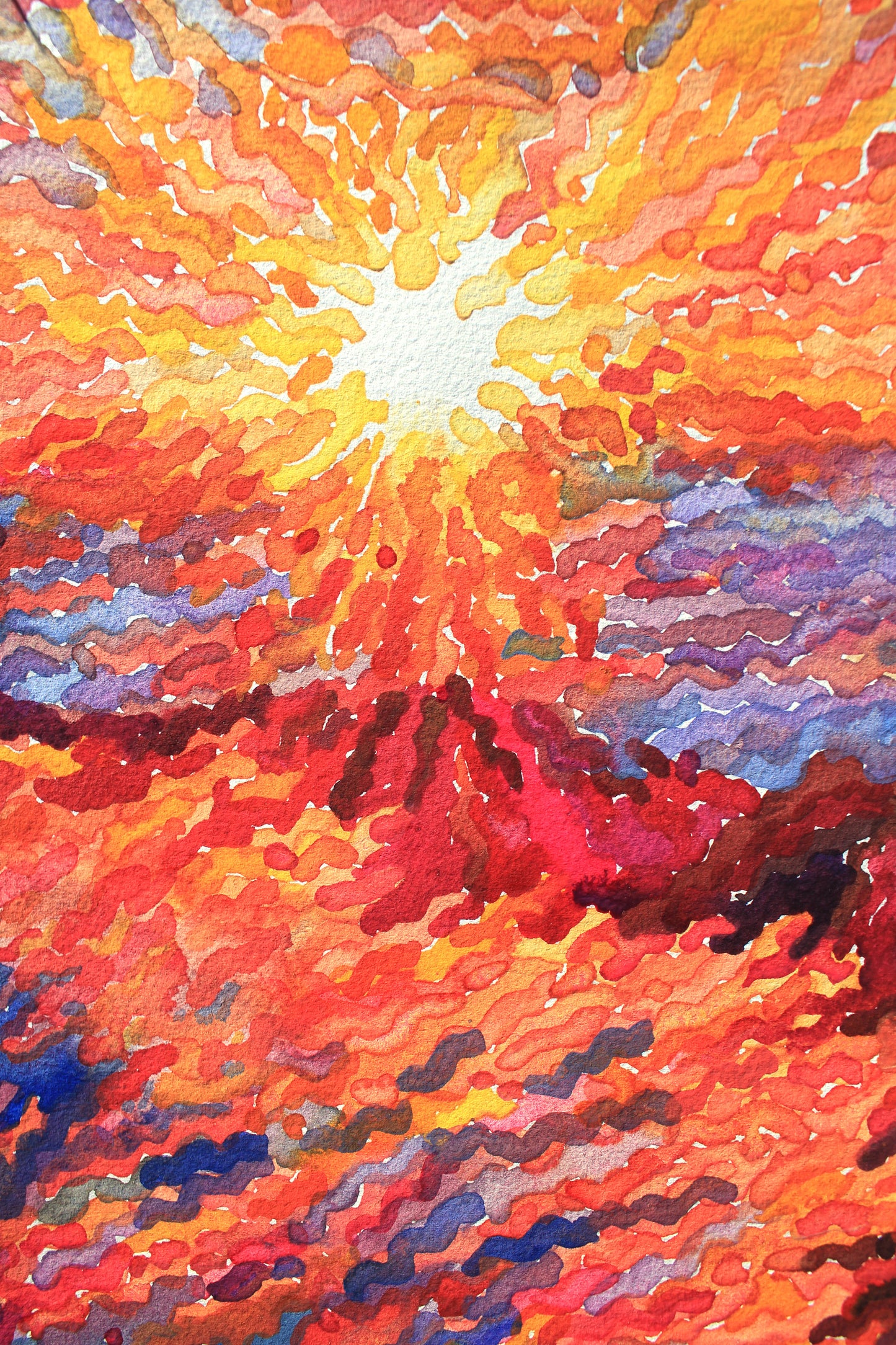Timanfaya National Park Watercolor Original Painting by Tanbelia
