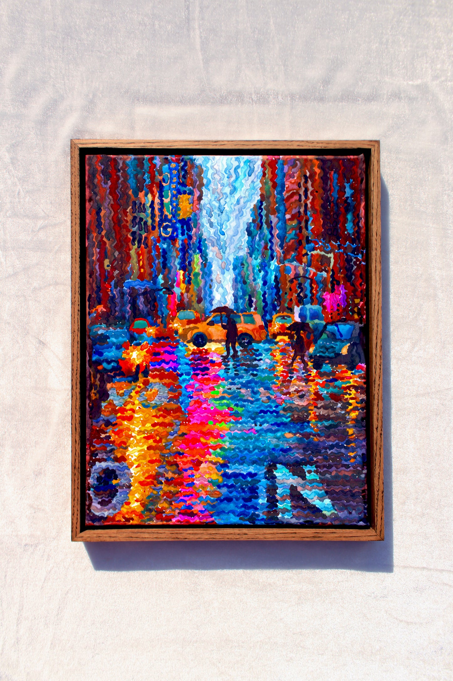 Neon Lights in New York Watercolor Print