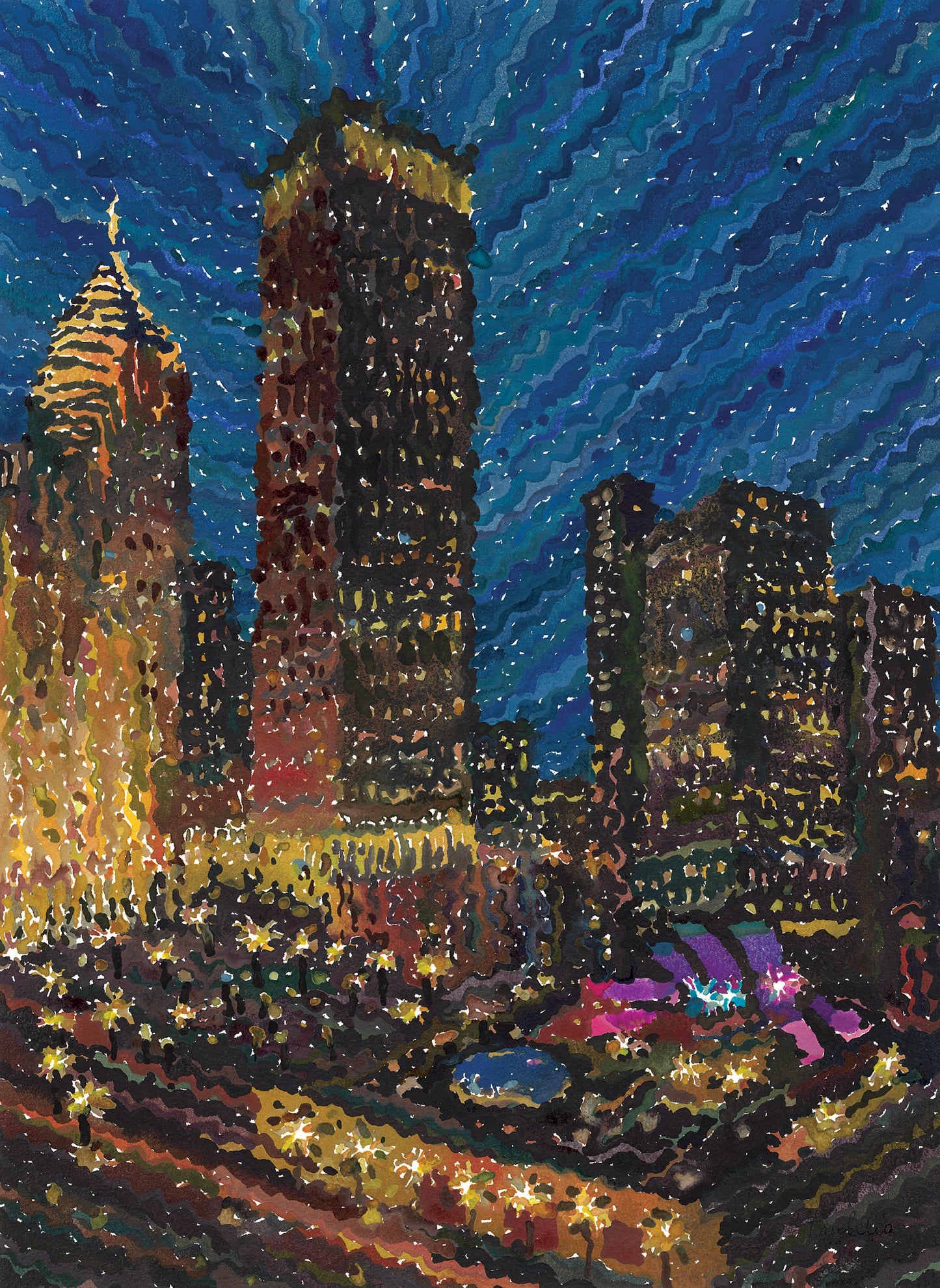 Chicago Watercolor Painting by Tanbelia