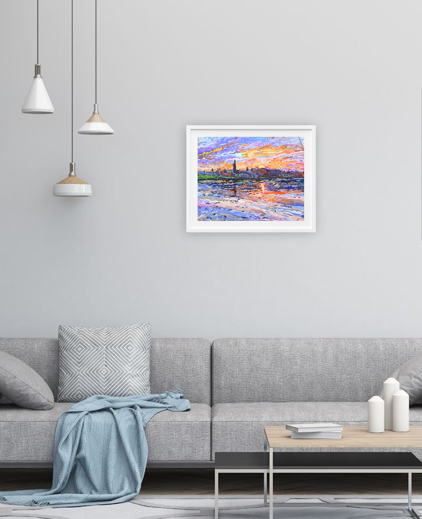 Sunrise on the Lake Landscape Painting Original by Tanbelia