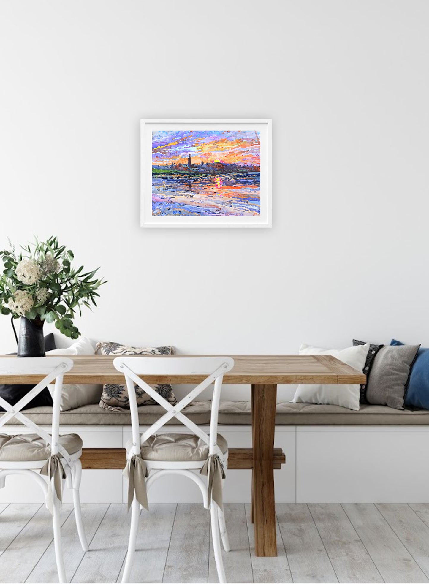 Sunrise on the Lake Landscape Painting Original by Tanbelia