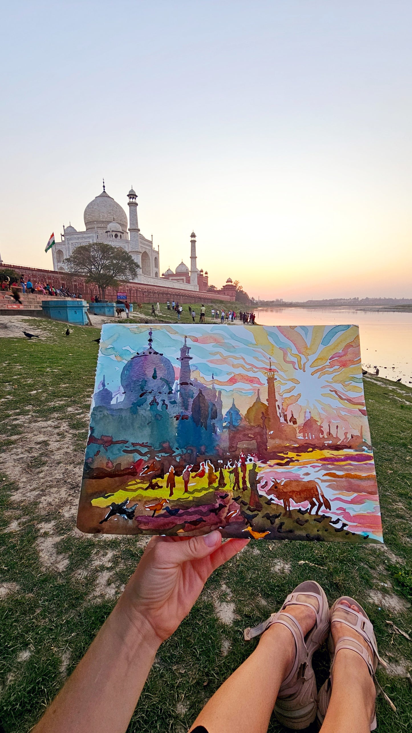 Taj Mahal on the Sunset by Tanbelia