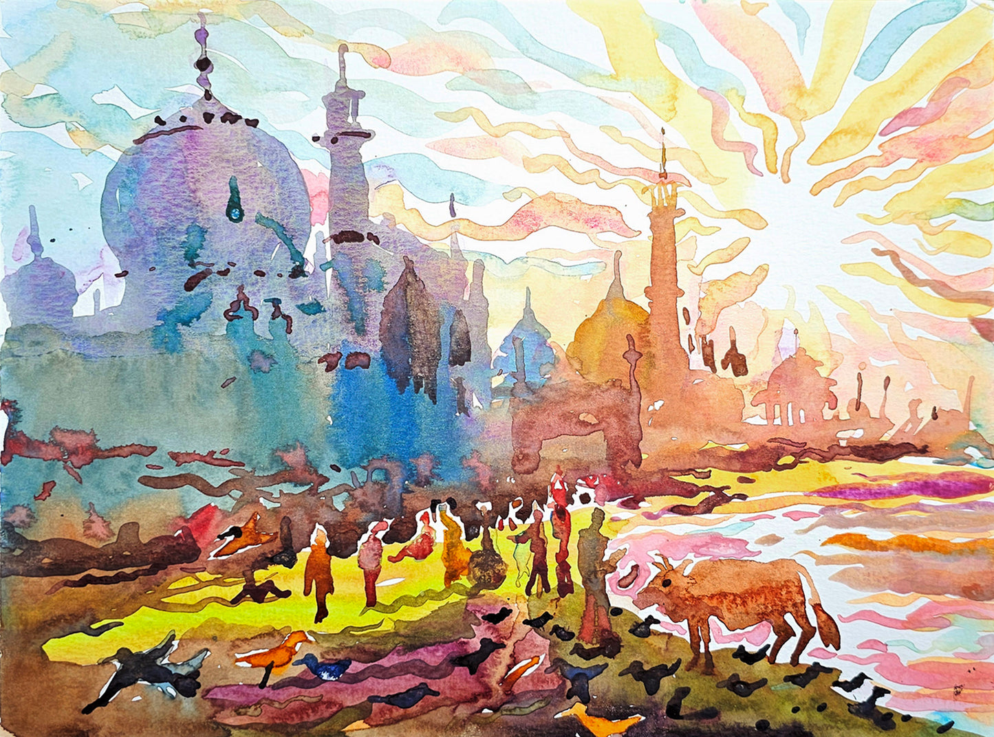 Taj Mahal on the Sunset by Tanbelia