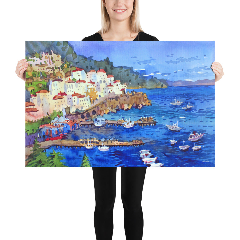 Positano Italy Watercolor Print by Tanbelia