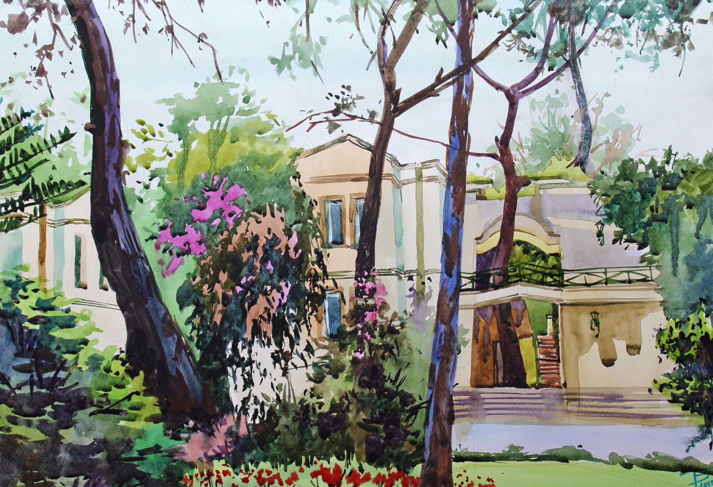 Palm Tree Forest Original Painting by Tanbelia