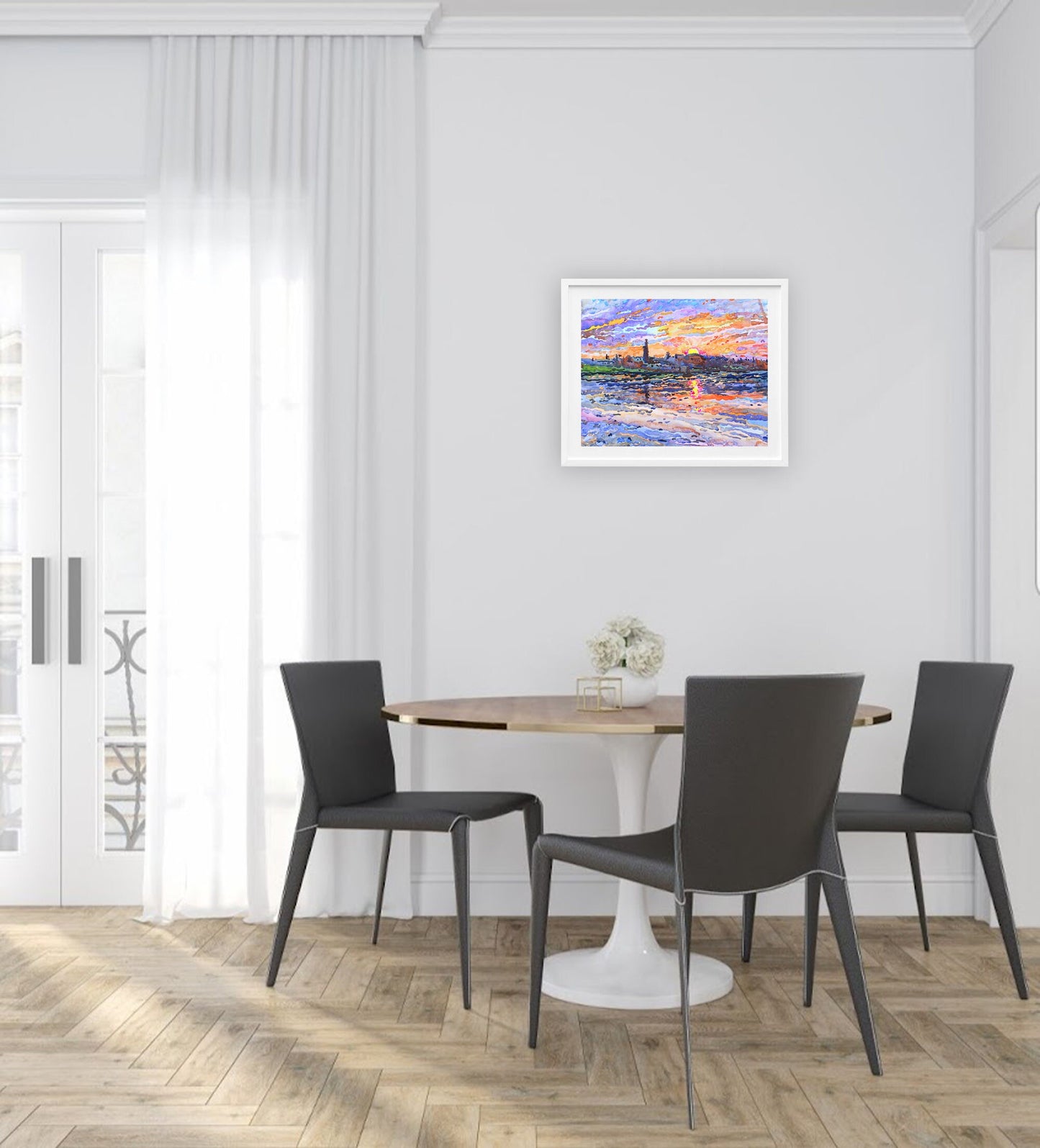 Sunrise on the Lake Landscape Painting Original by Tanbelia