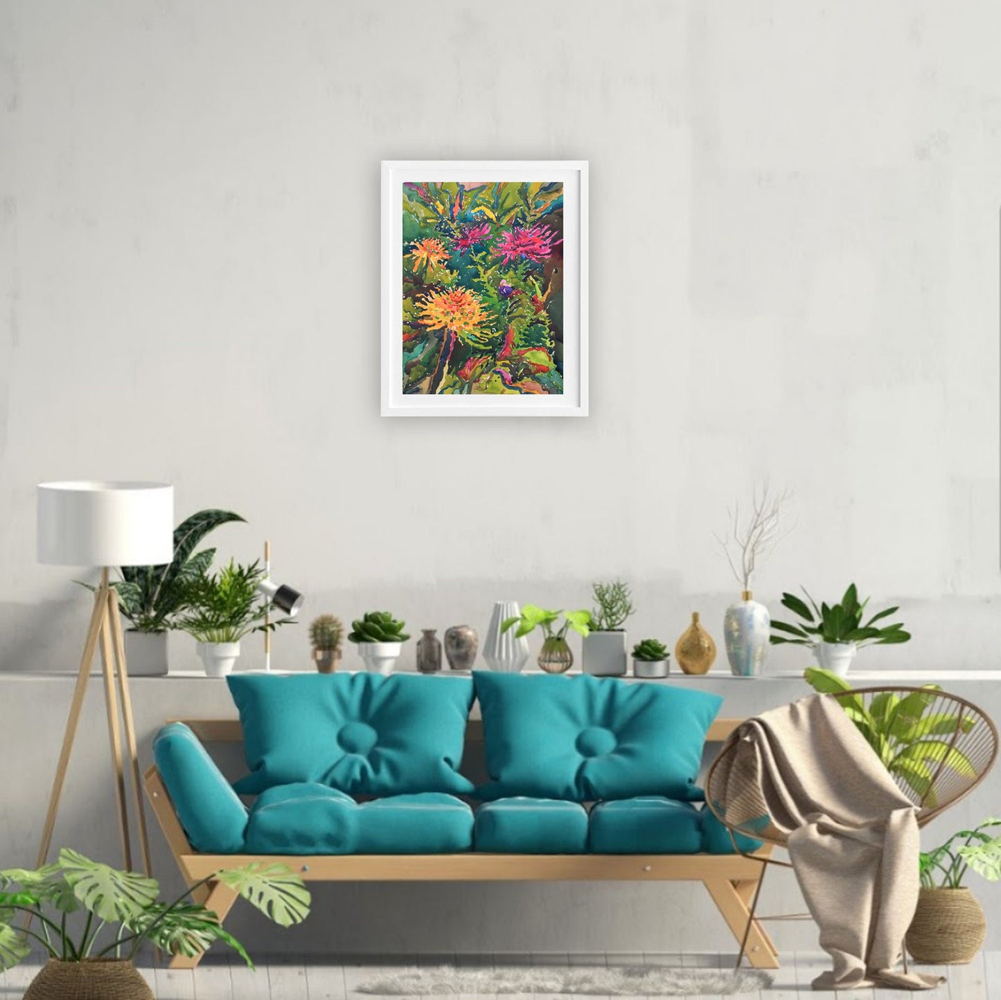 Dahlias Watercolor Original Painting by Tanbelia