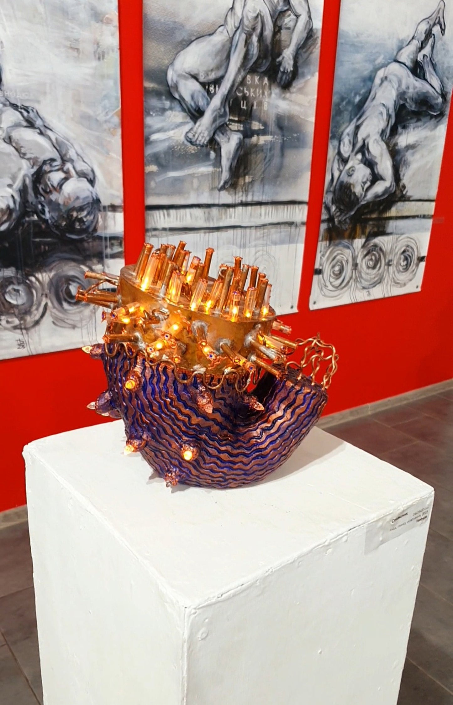 Sunflower Copper Sculpture with Light by Tanbelia