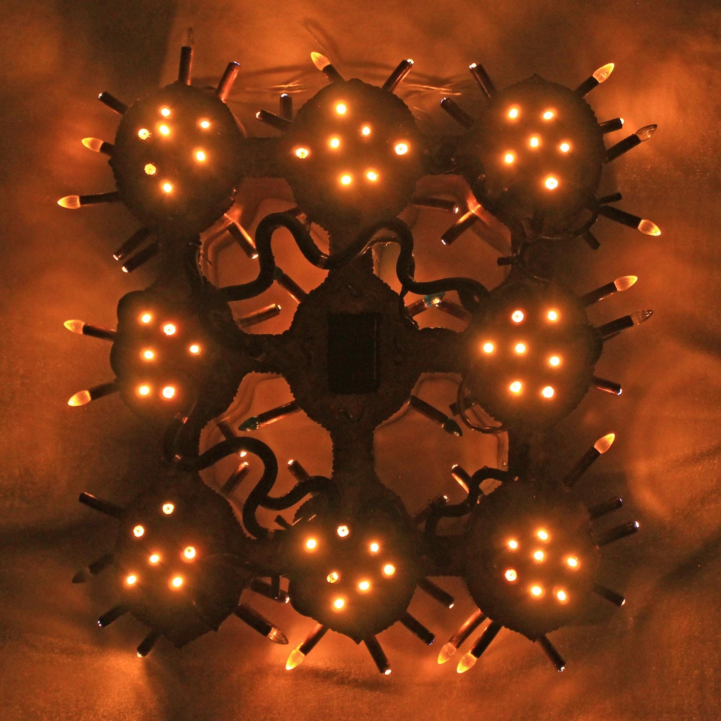 Abstract Copper Sculpture of Ipomoea Flowers with Solar Battery Light by Tanbelia
