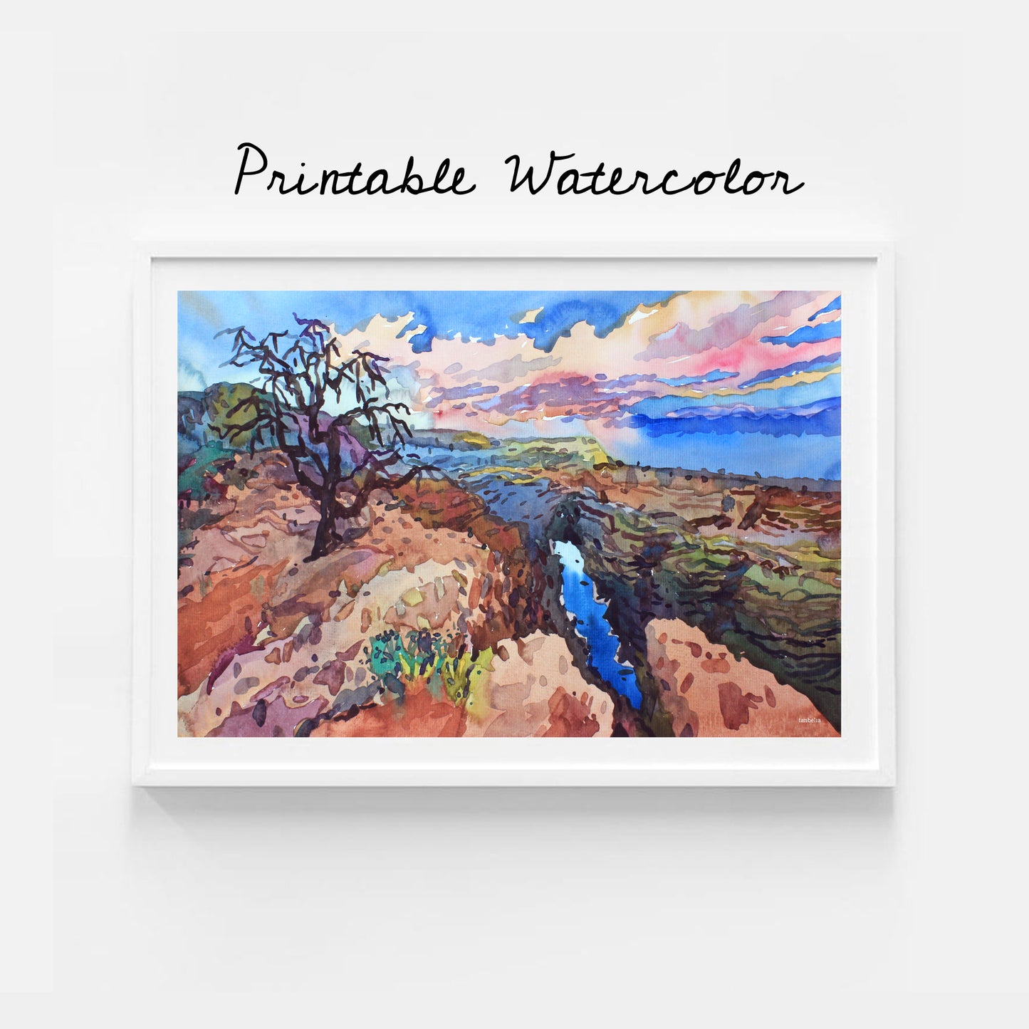 Grand Canyon in Colorado Watercolor Print by Tanbelia