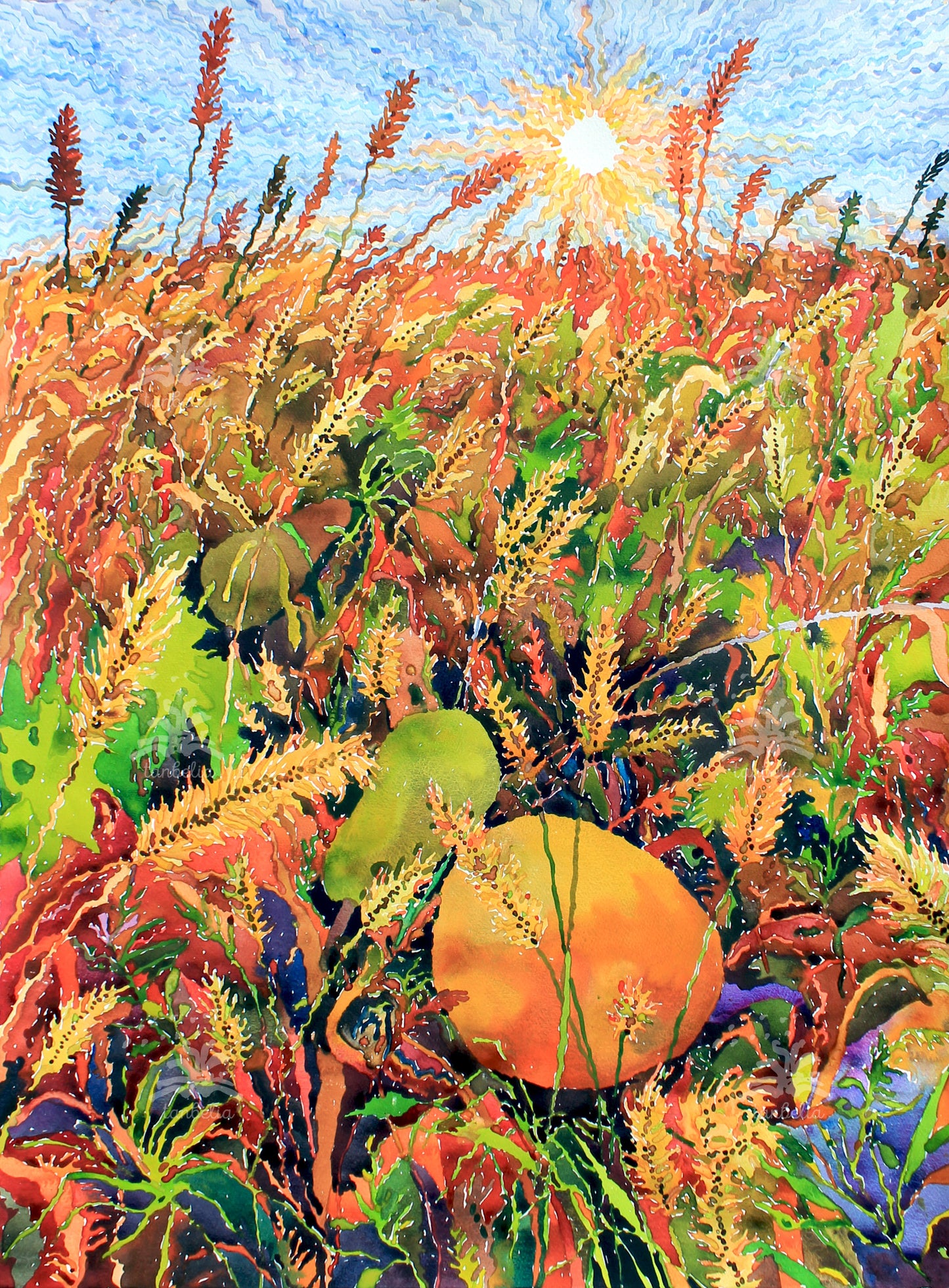 Pumpkin Watercolor Print by Tanbelia