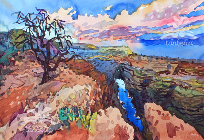 Grand Canyon in Colorado Watercolor Print by Tanbelia