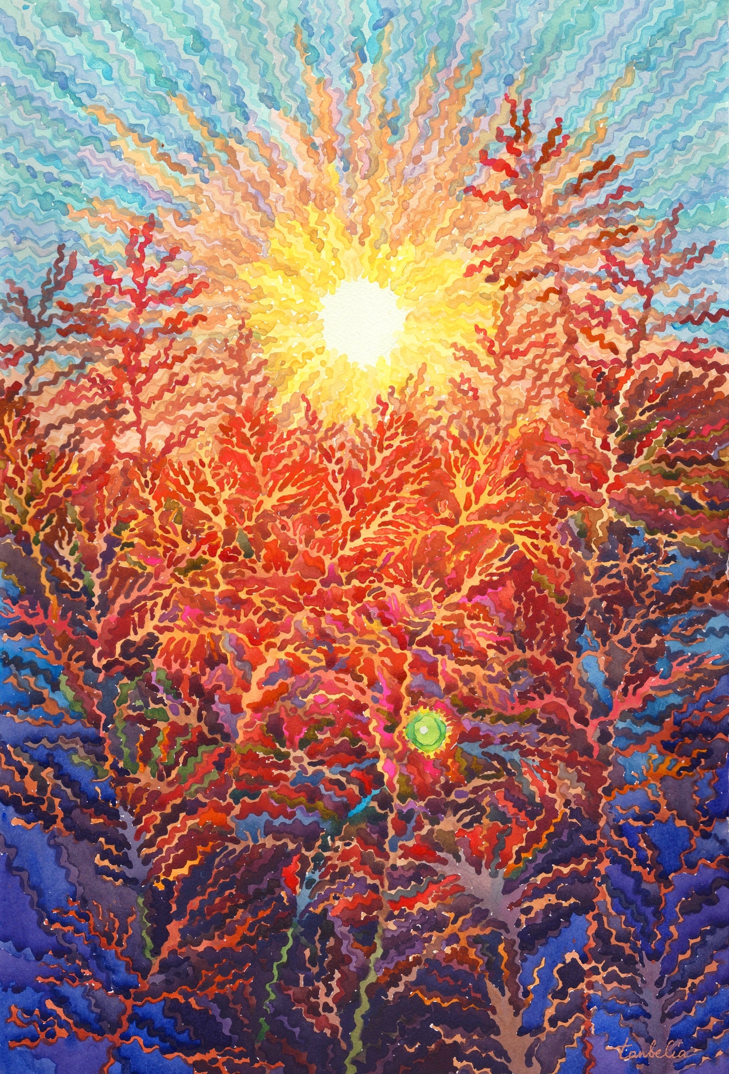 Countryside Sunset Watercolor Print