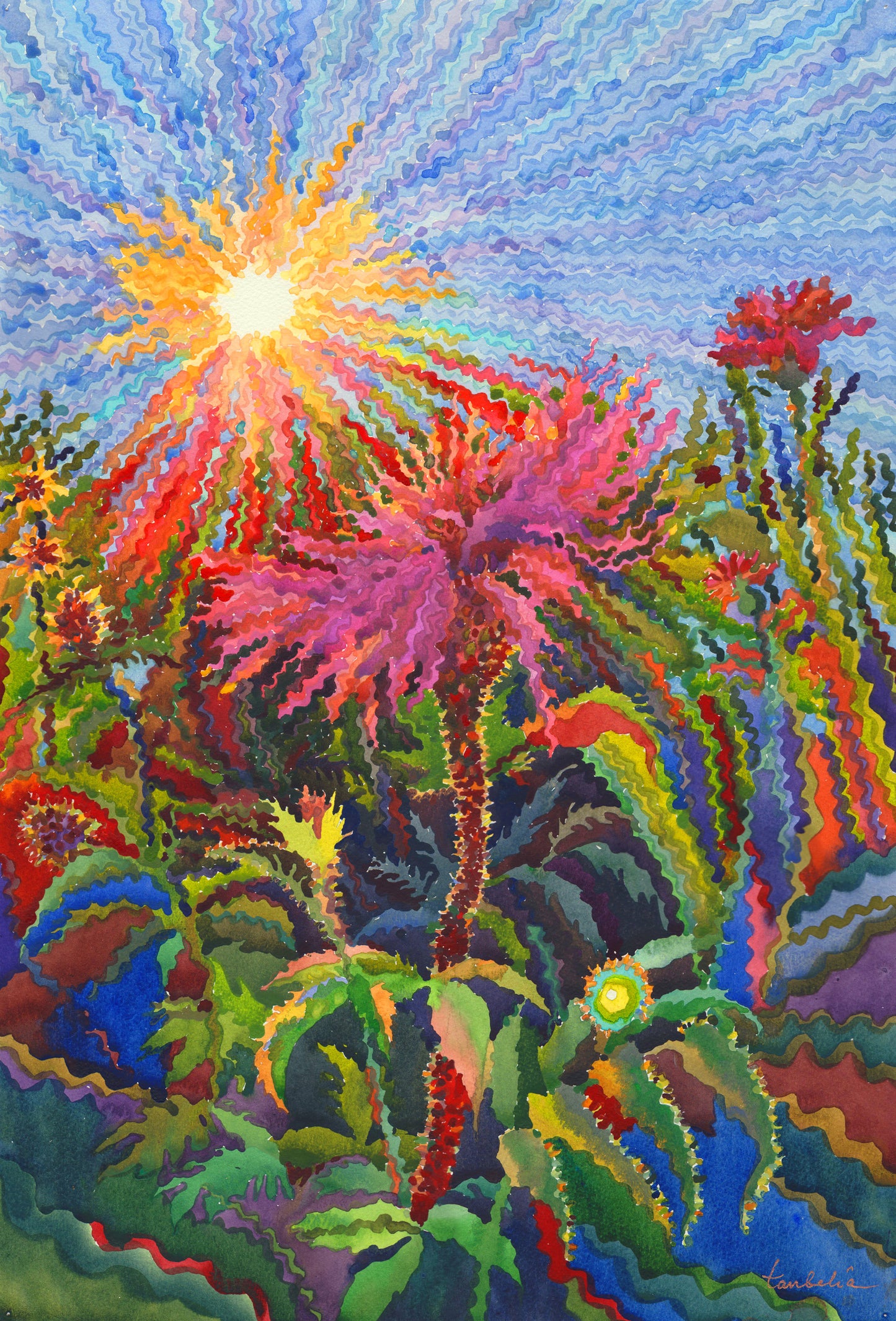 Pink Cornflower Watercolor Print