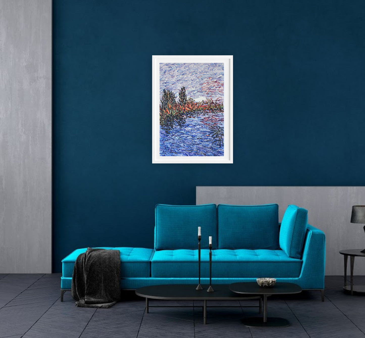 Blue Impressionist Landscape Painting by Tanbelia