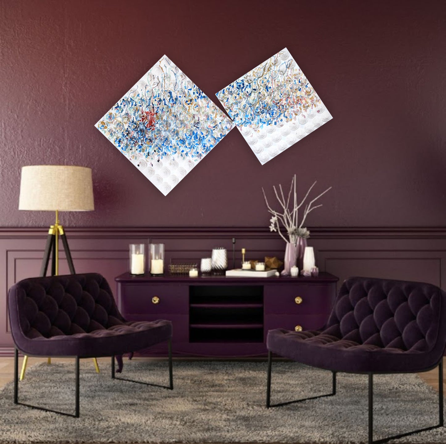 Diptych Seascape Abstract Painting by Tanbelia