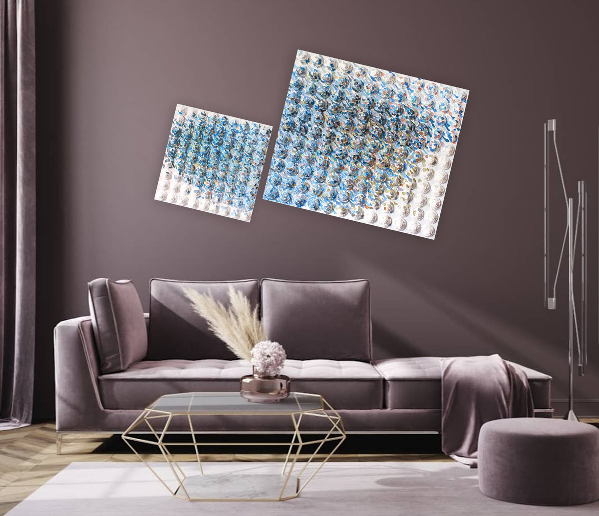 2 Piece Diptych Textured Acrylic Painting by Tanbelia