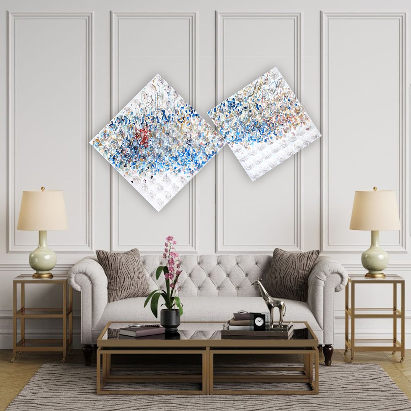 Diptych Seascape Abstract Painting by Tanbelia