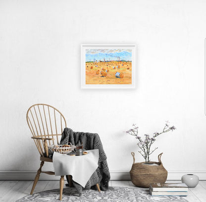 Bale of Hay Watercolor Original Painting by Tanbelia