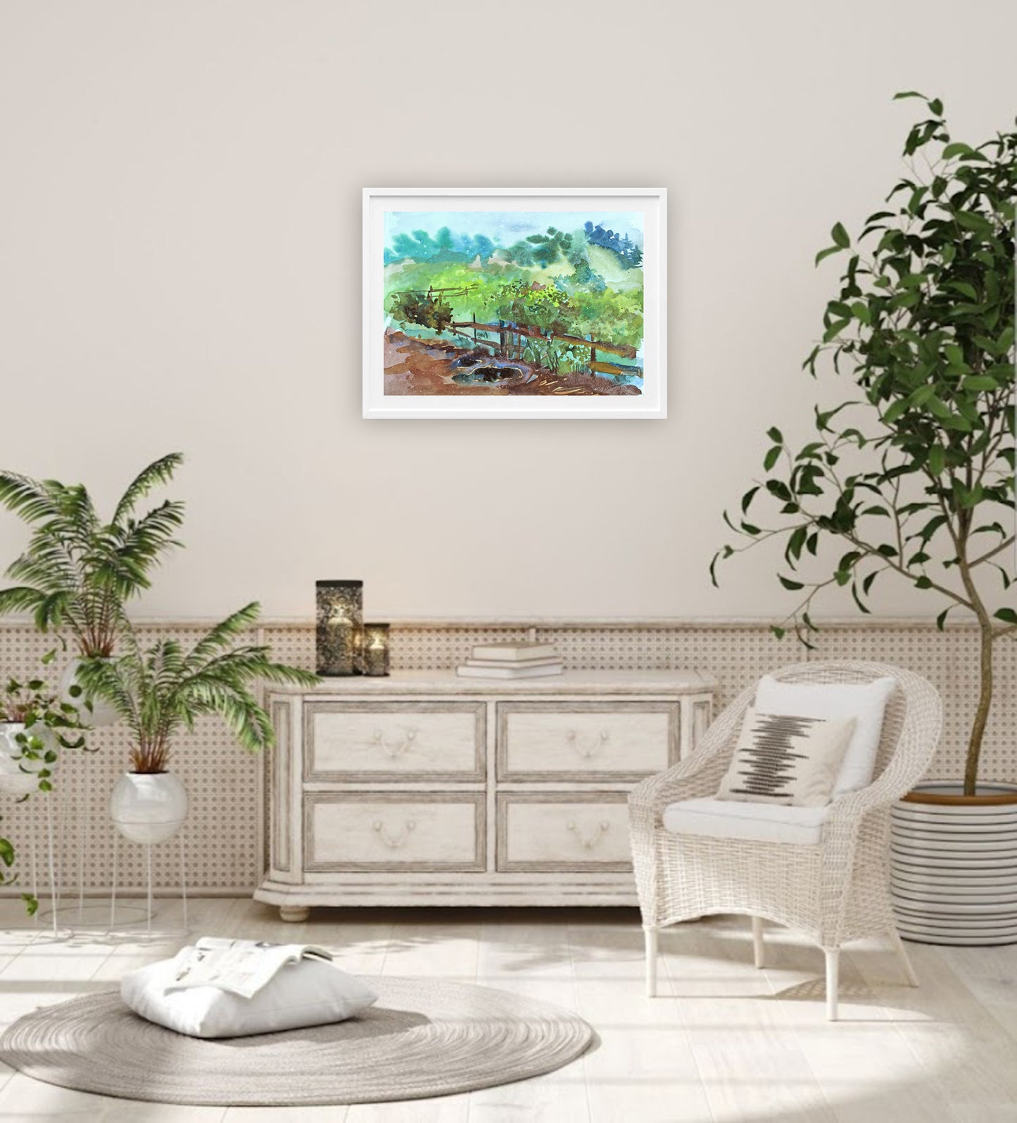 Summer Meadow Landscape Painting by Tanbelia