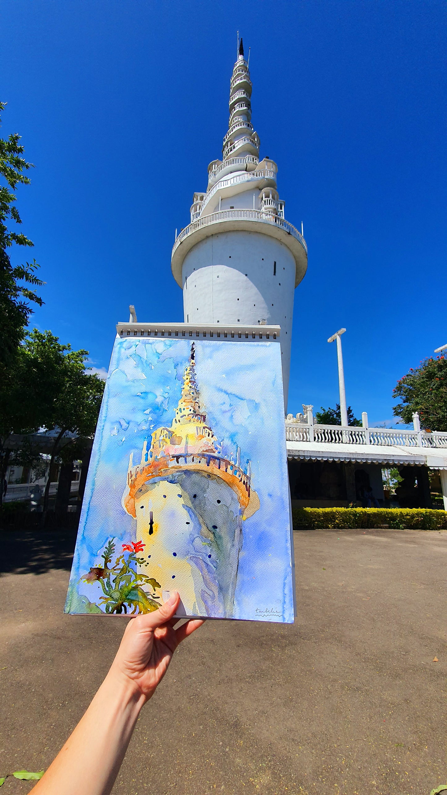 Ambuluwawa Tower in Gampola City in Sri Lanka by Tanbelia