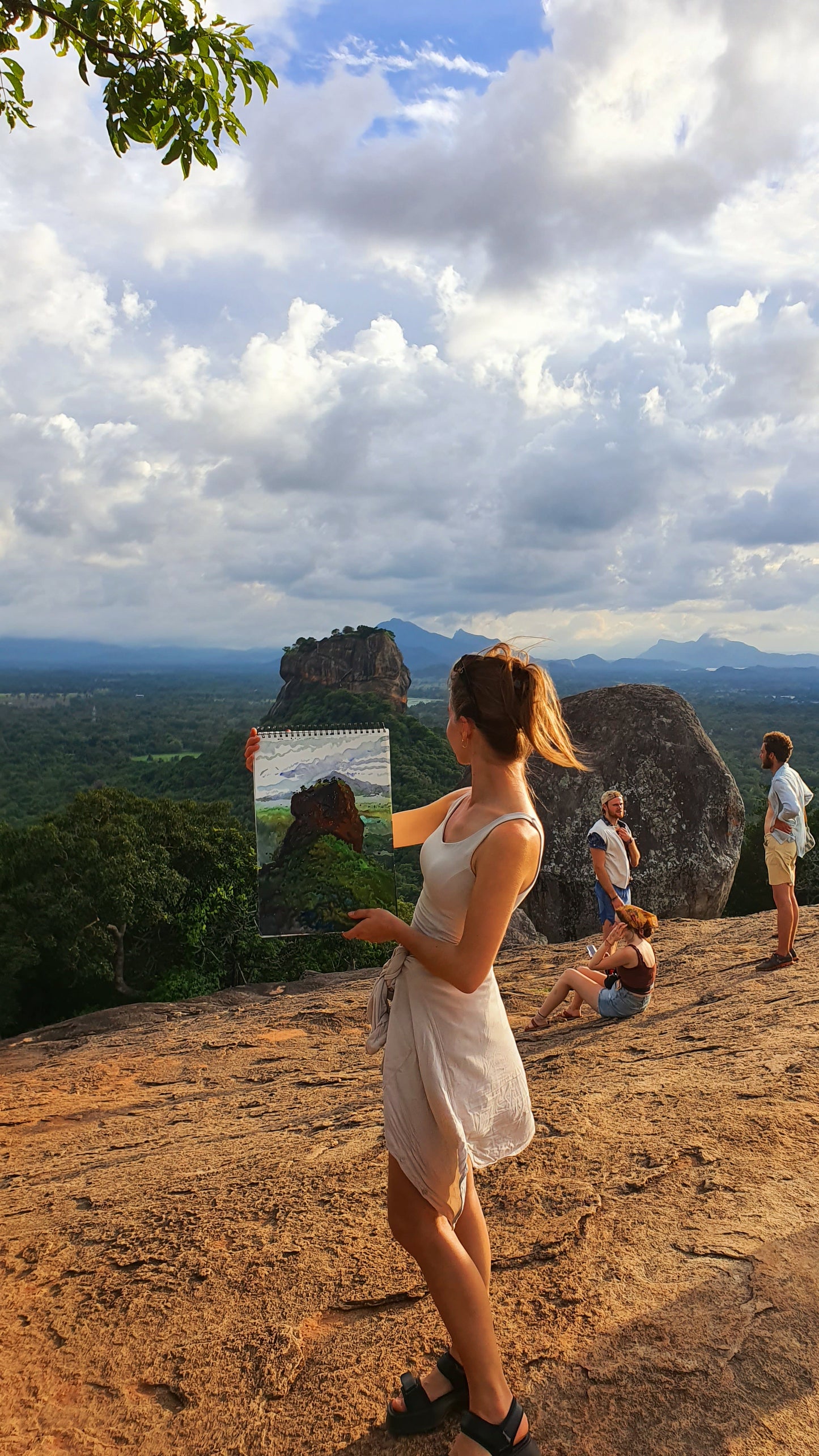 Sigiriya Rock Fortress Watercolor Original Painting by Tanbelia