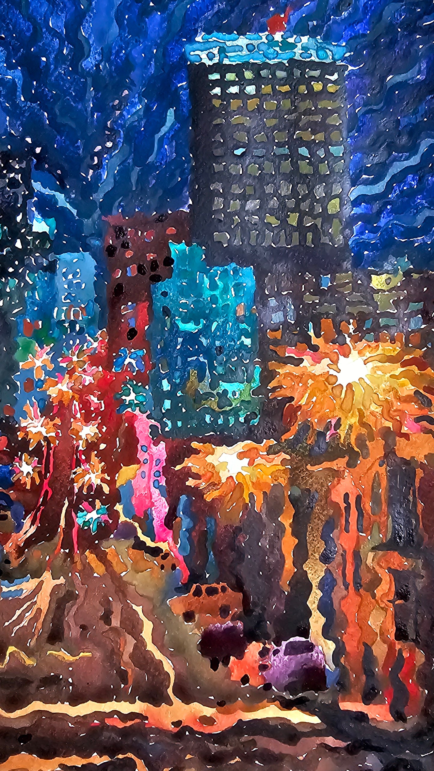 San Francisco City Watercolor Painting by Tanbelia