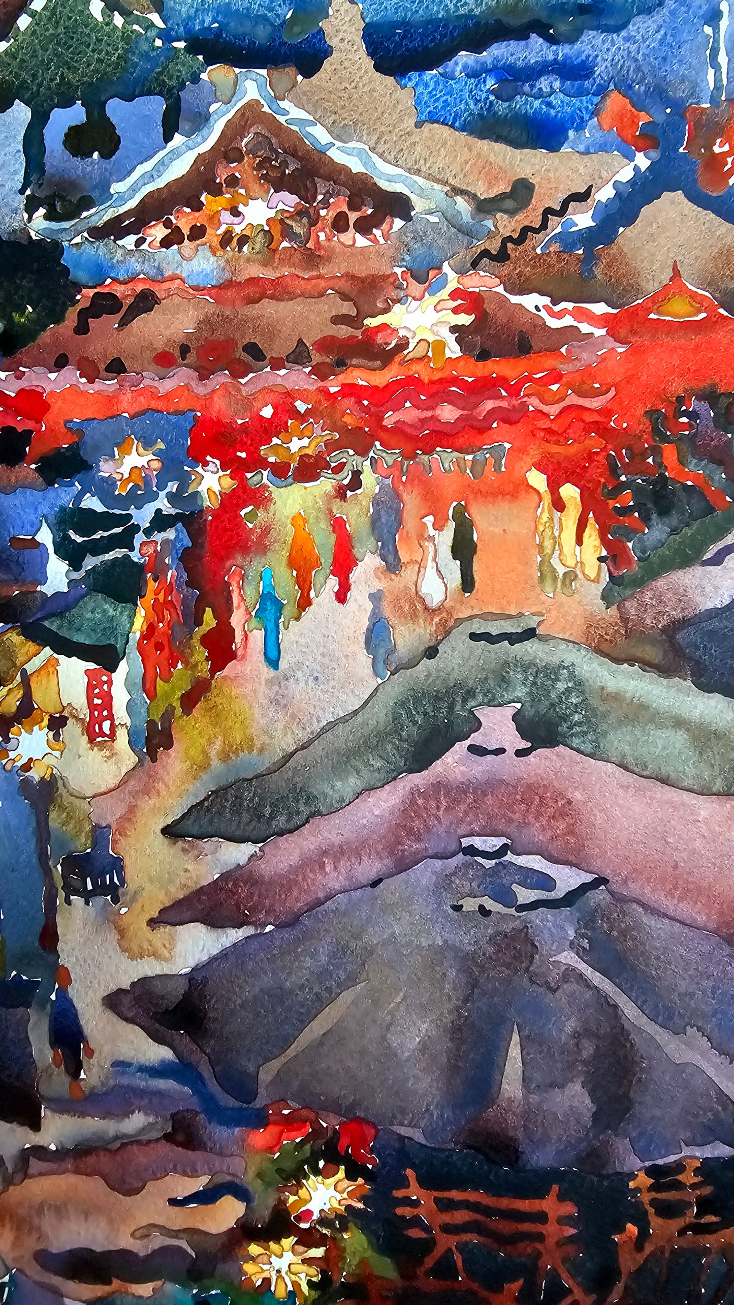 Beijing City Watercolor Painting by Tanbelia