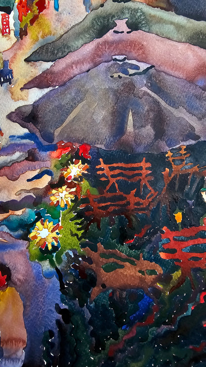 Beijing City Watercolor Painting by Tanbelia