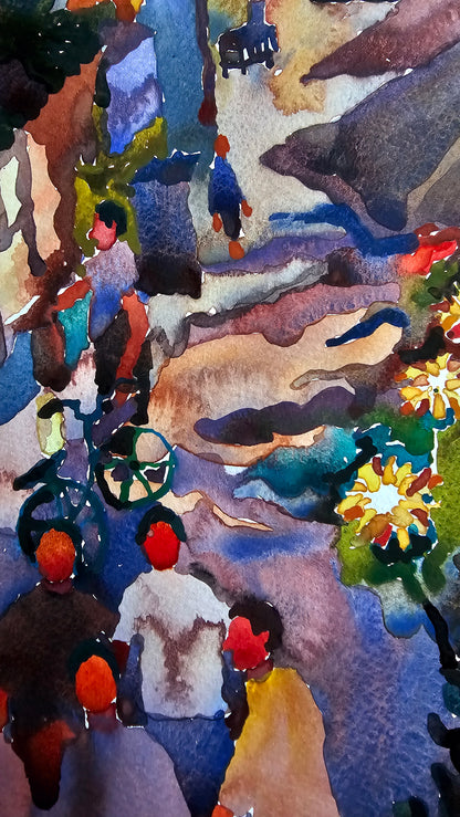 Beijing City Watercolor Painting by Tanbelia