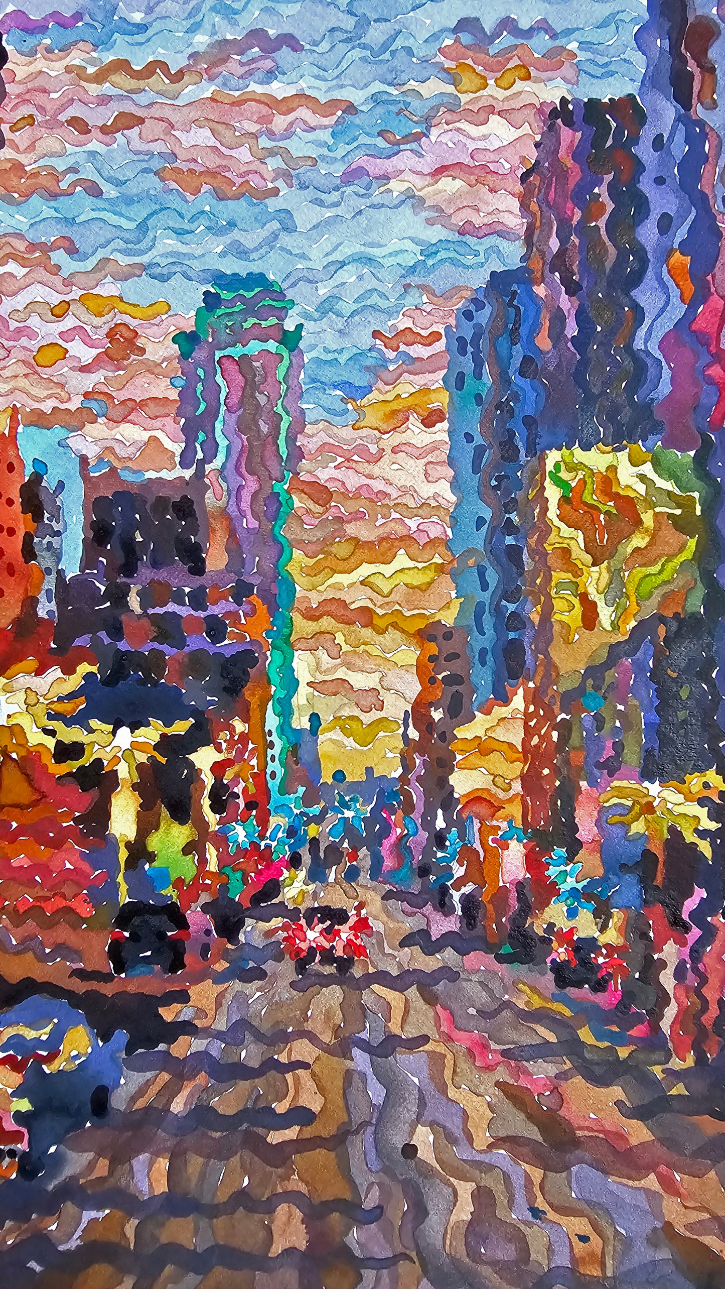 Dallas City Watercolor Painting by Tanbelia