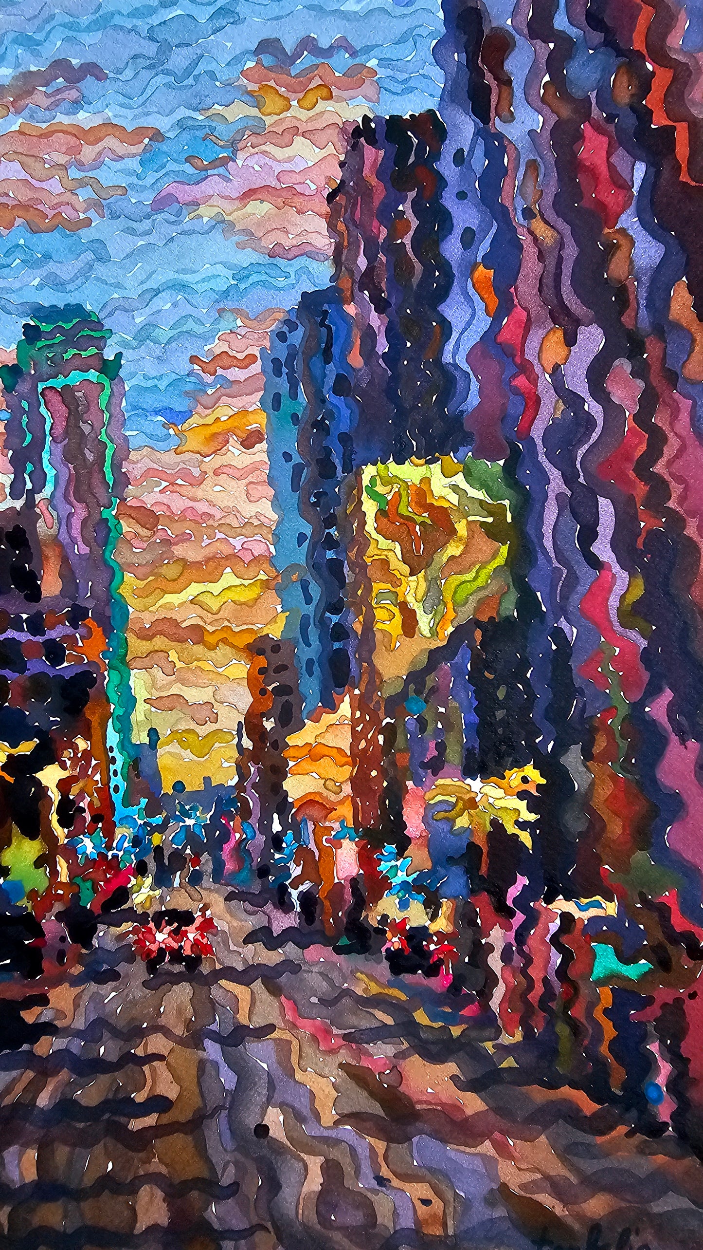 Dallas City Watercolor Painting by Tanbelia