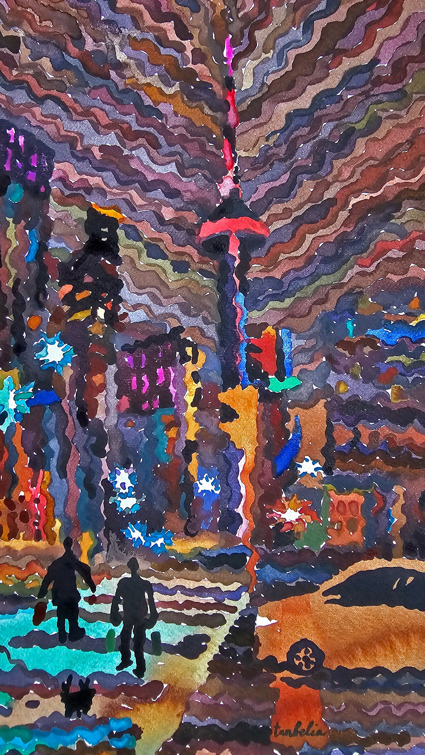Toronto City Watercolor Painting by Tanbelia