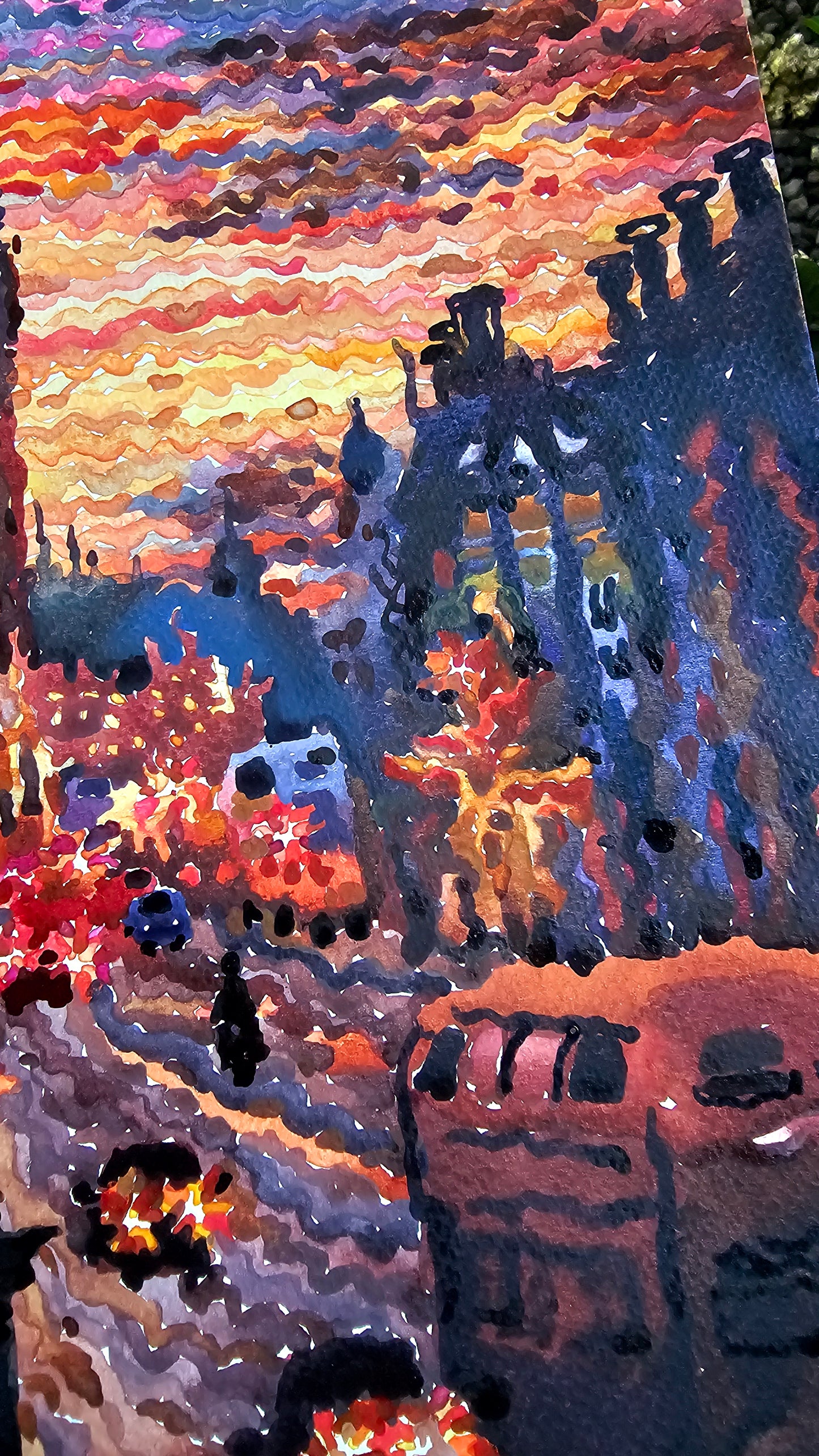 London City Watercolor Painting by Tanbelia