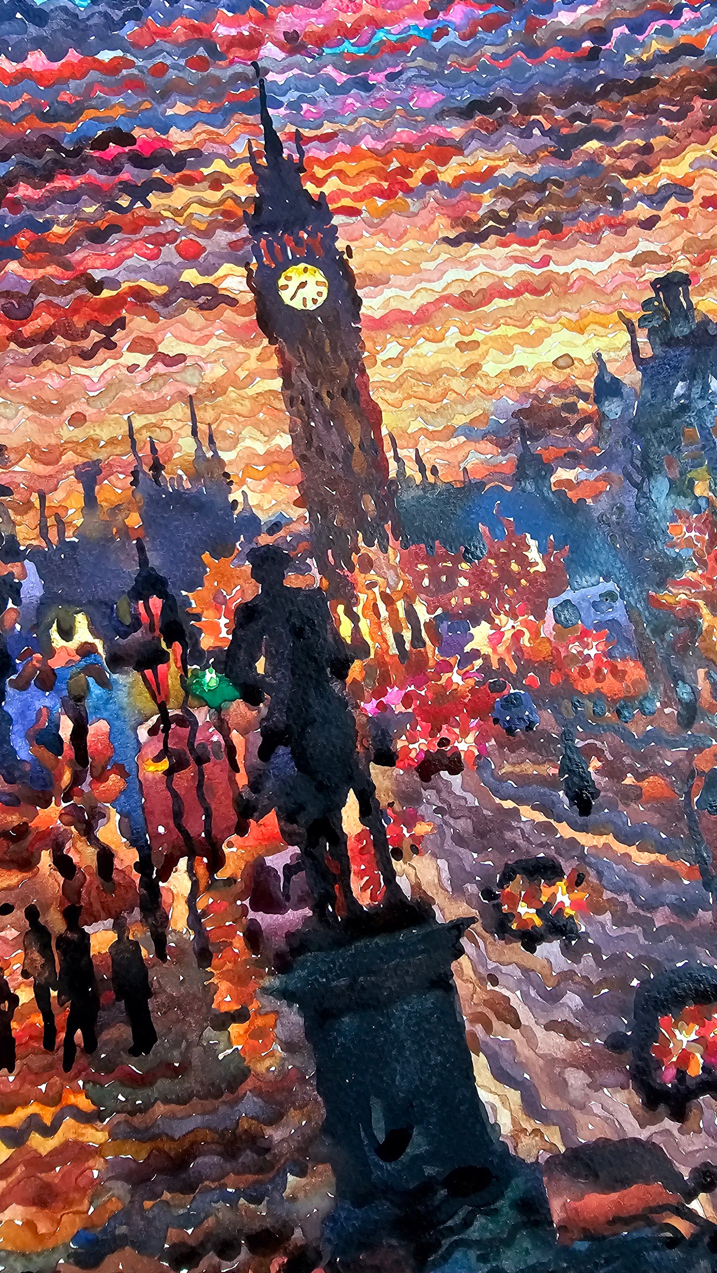 London City Watercolor Painting by Tanbelia