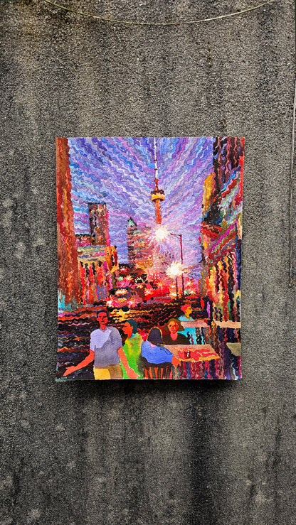 Night Toronto Watercolor Painting by Tanbelia