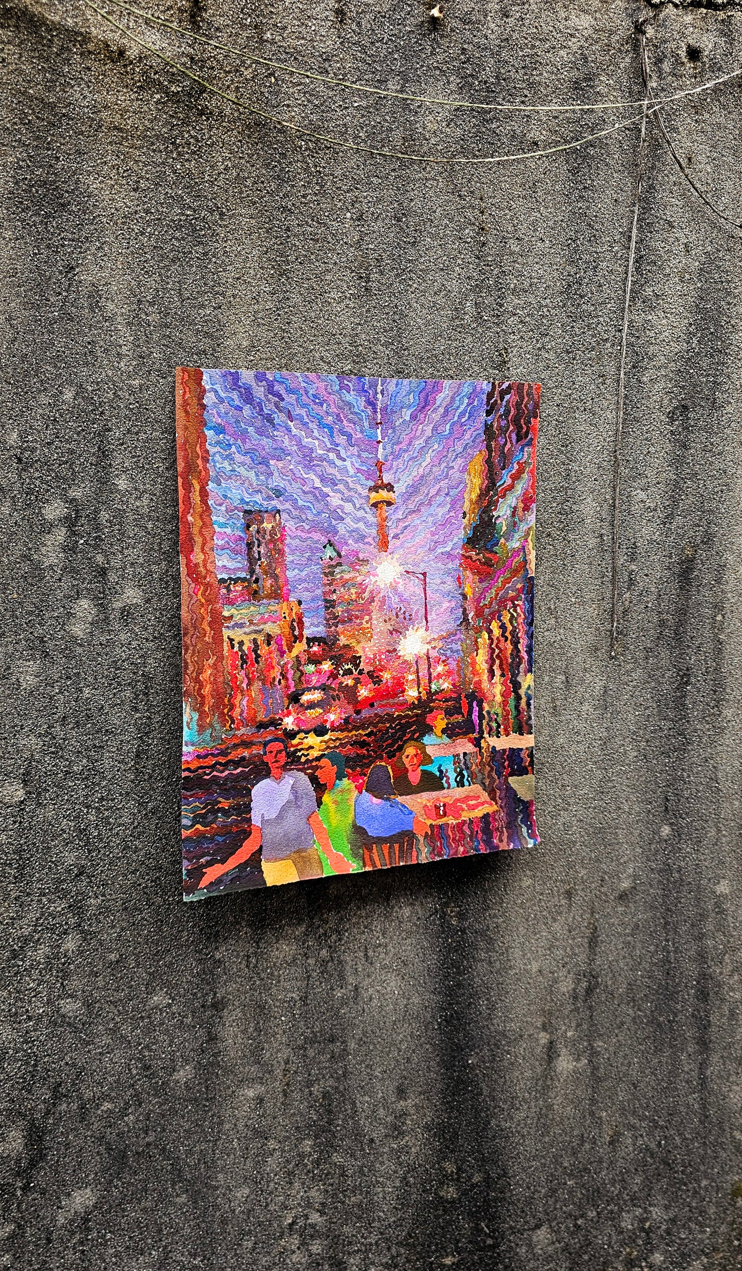 Night Toronto Watercolor Painting by Tanbelia