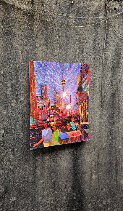 Night Toronto Watercolor Painting by Tanbelia