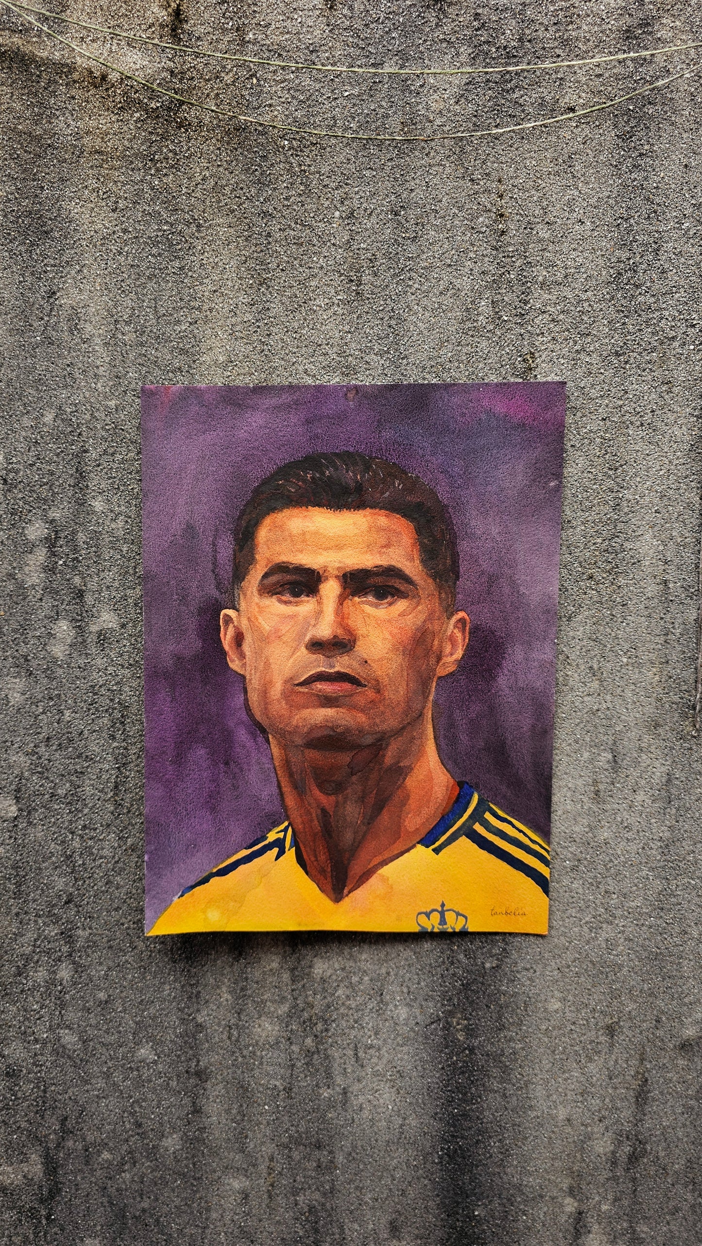Cristiano Ronaldo Watercolor Painting by Tanbelia