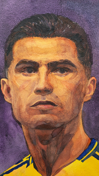 Cristiano Ronaldo Watercolor Painting by Tanbelia