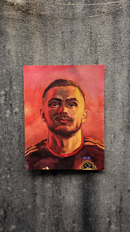 Jordan Morris Watercolor Painting by Tanbelia