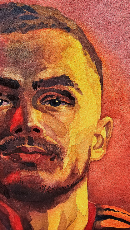 Jordan Morris Watercolor Painting by Tanbelia