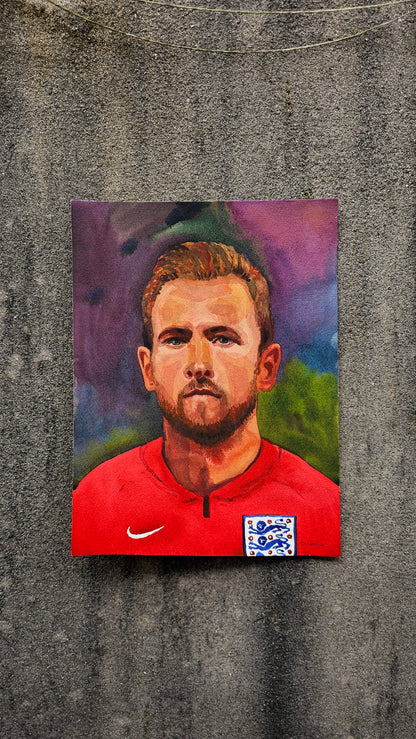 Harry Kane Watercolor Painting by Tanbelia