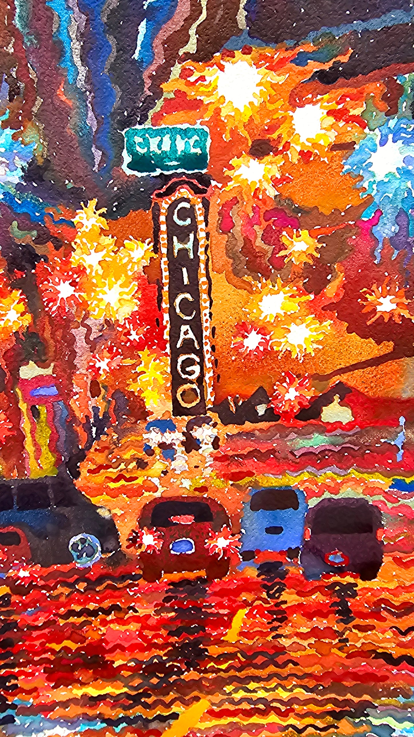 Chicago Watercolor Painting by Tanbelia