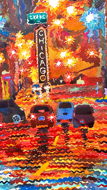Chicago Watercolor Painting by Tanbelia