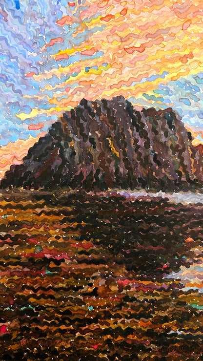 Morro Rock and the Beach Watercolor Original Painting. Commissioned.