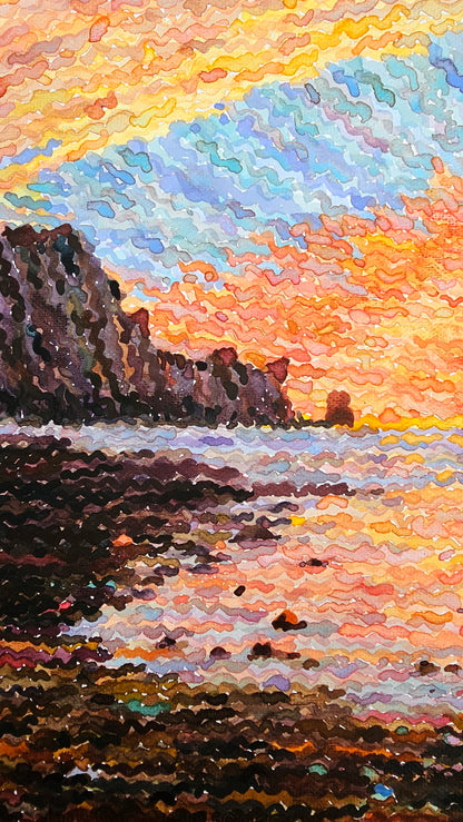Morro Rock and the Beach Watercolor Original Painting. Commissioned.