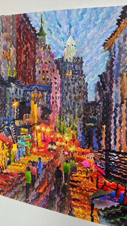 Bourbon Street in New Orleans Watercolor Painting by Tanbelia