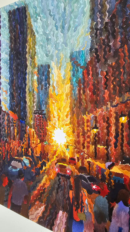 Manhattan Watercolor Painting by Tanbelia