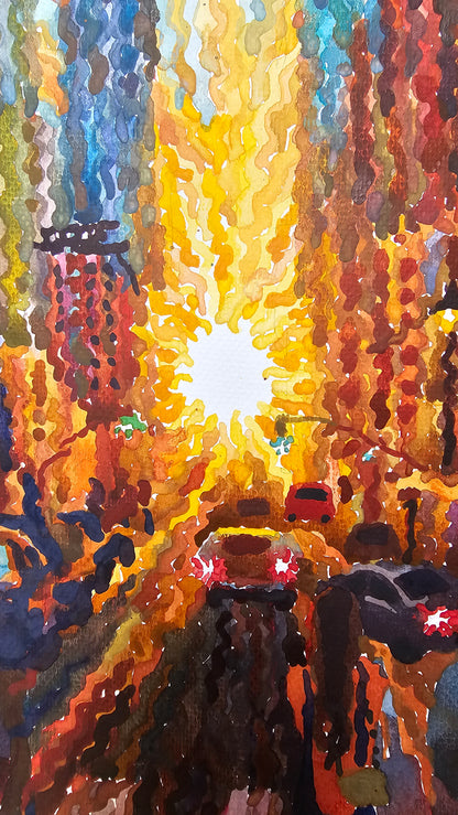 Manhattan Watercolor Painting by Tanbelia